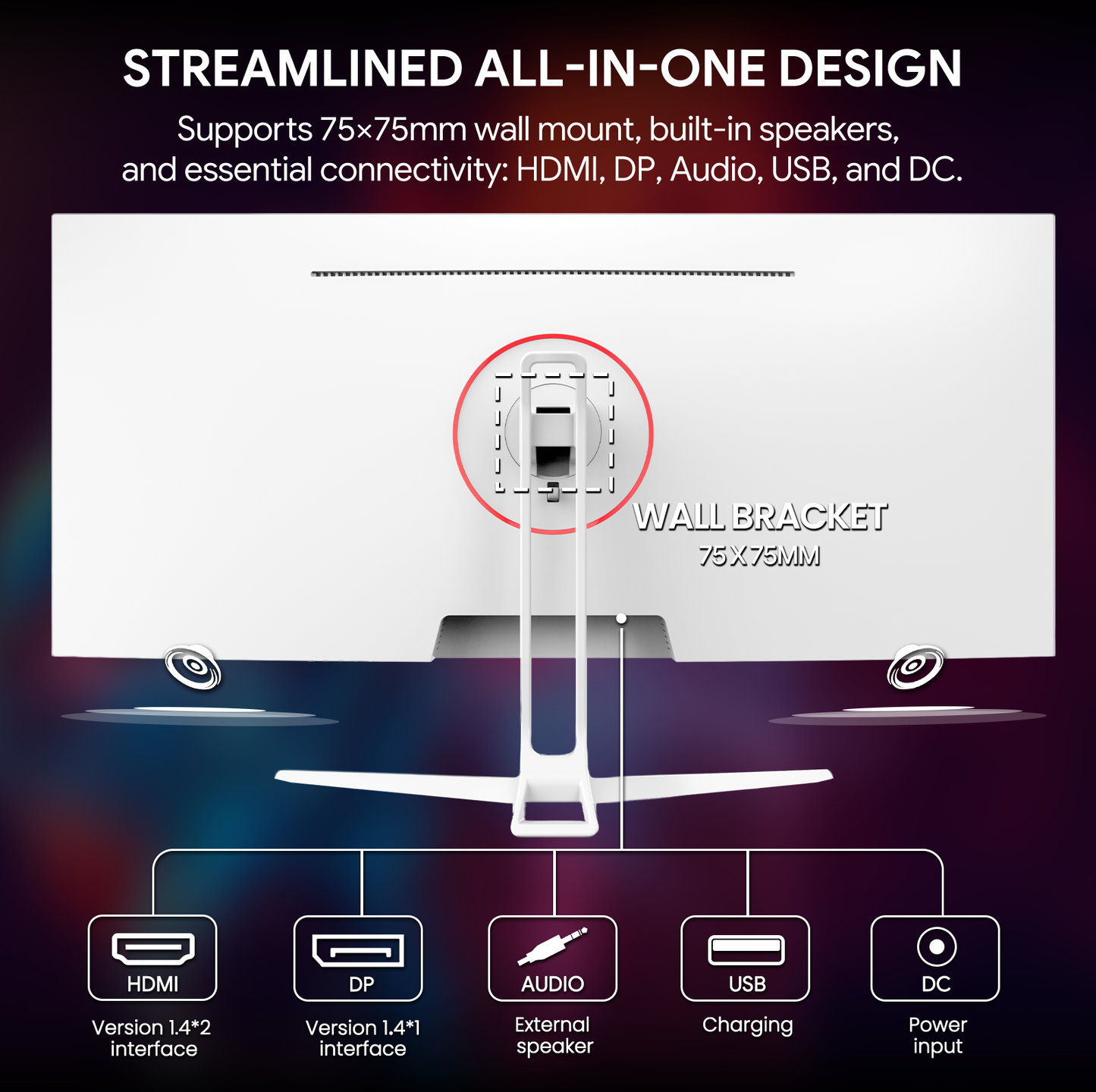 Suevery 34 Inch IPS UltraWide Gaming Monitor -120Hz, WFHD 2560×1080P, 120% sRGB, Built-in Speakers, Wall Mountable, HDMI/DP -White
