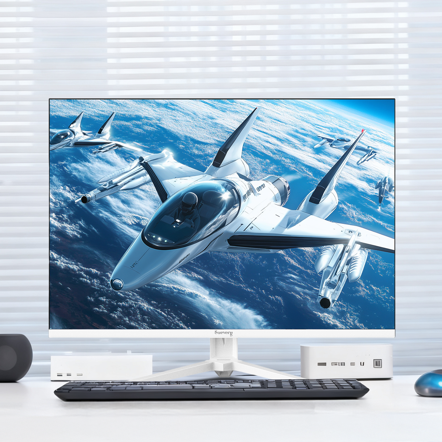 Suevery 28" 4K UHD IPS Computer Monitor, 3840×2560, 120% sRGB, FreeSync, Built-in Speakers, HDMI/DP, Wall Mount, White