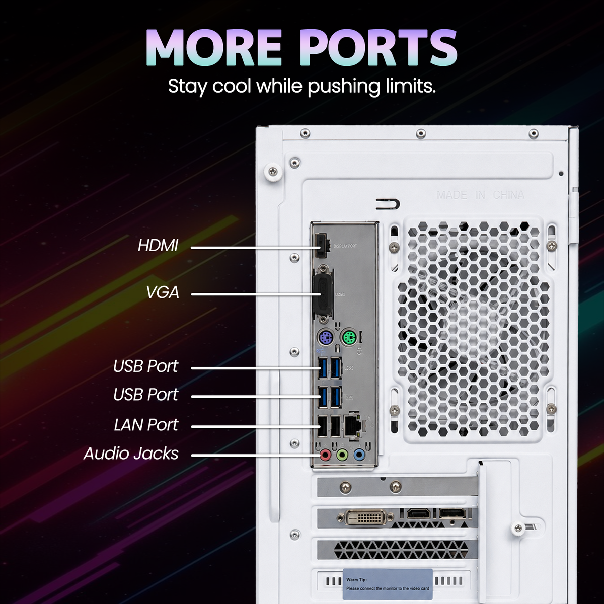 Suevery Gaming PC Desktop, AMD Ryzen 7, RTX 3050 6GB, DDR4 RAM 16GB, 512GB SSD, WiFi, RGB Lighting, White