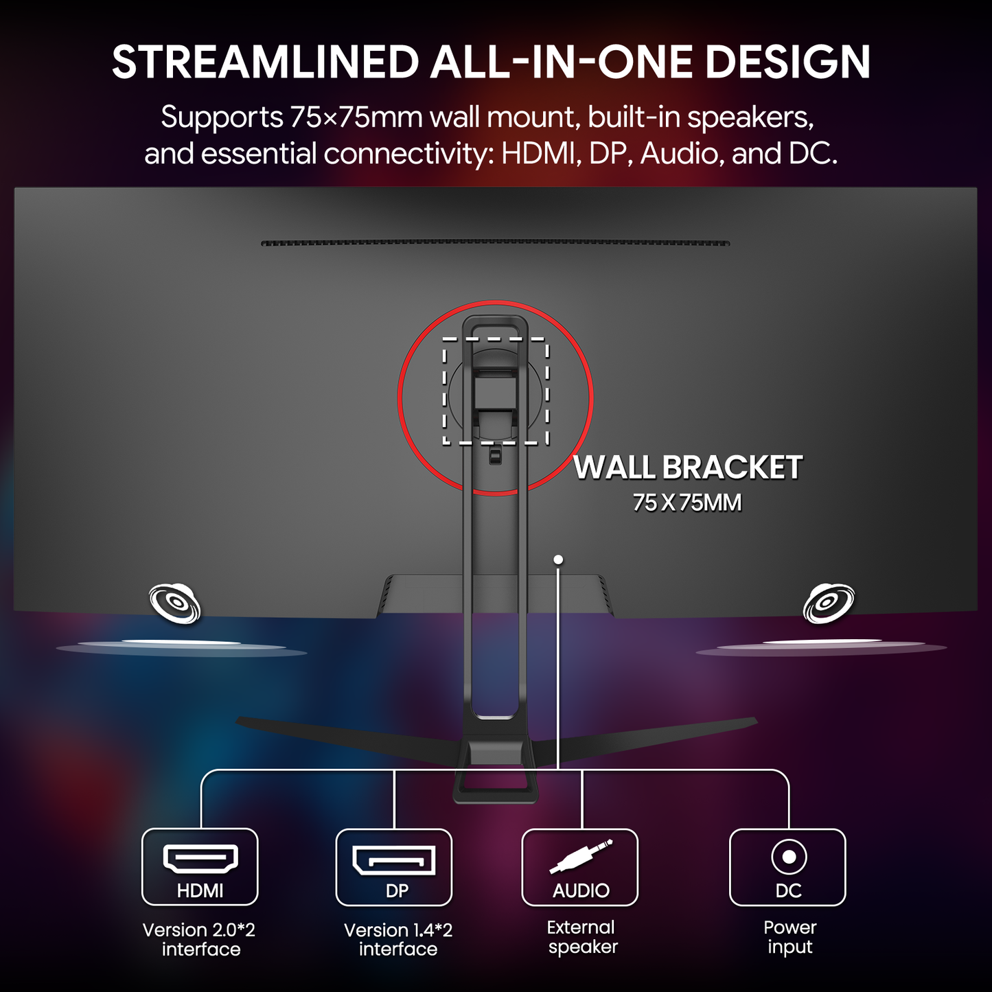 Suevery 34 Inch 165Hz UWQHD IPS Utrawide Gaming Monitor,3440x1440,21:9, Built-in Speakers,120 sRGB,Wall Mountable,HDMI/DP-Black