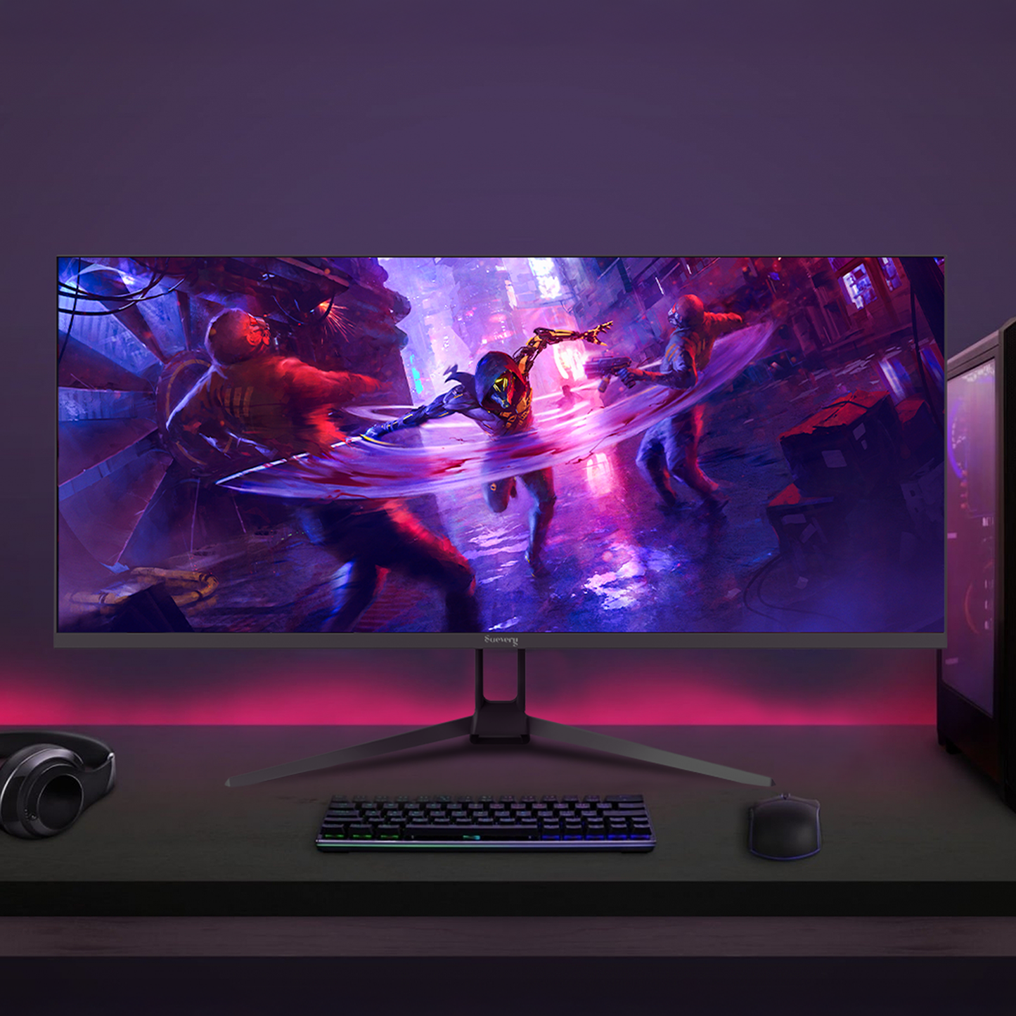 Suevery 34" IPS Computer Monitor, WQHD 1440P/120Hz Gaming Monitor, 120 sRGB, Built-in Speakers, HDMI/DP, Black