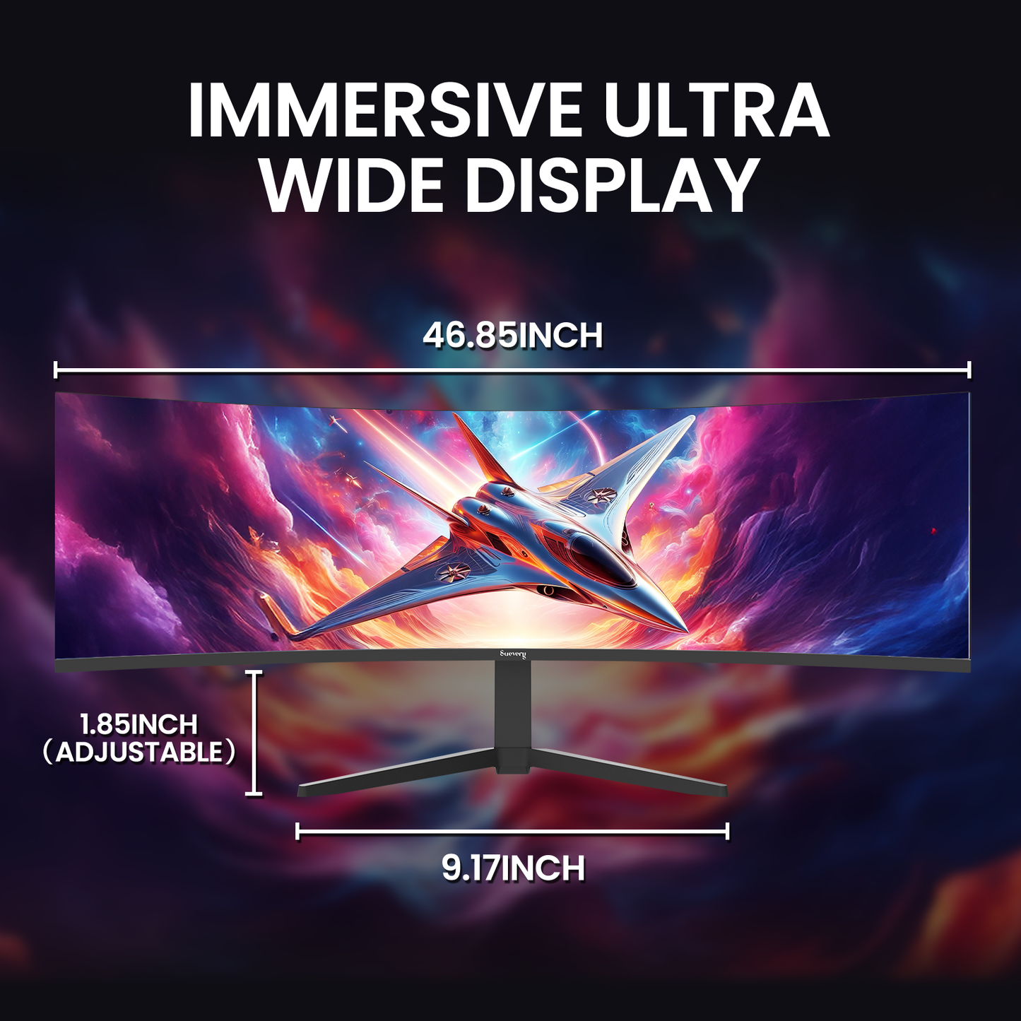 Suevery 49" Curved Ultra-Wide Gaming Monitor, DQHD 5120×1440, 165Hz, 1500R, Built-in Speakers, FreeSync, HDMI & DP, Wall Mount Install–Black