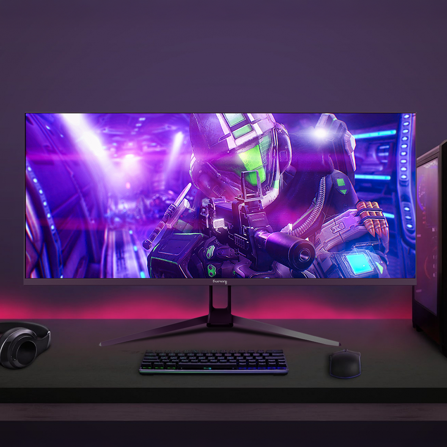 Suevery 34 Inch 165Hz UWQHD IPS Utrawide Gaming Monitor,3440x1440,21:9, Built-in Speakers,120 sRGB,Wall Mountable,HDMI/DP-Black