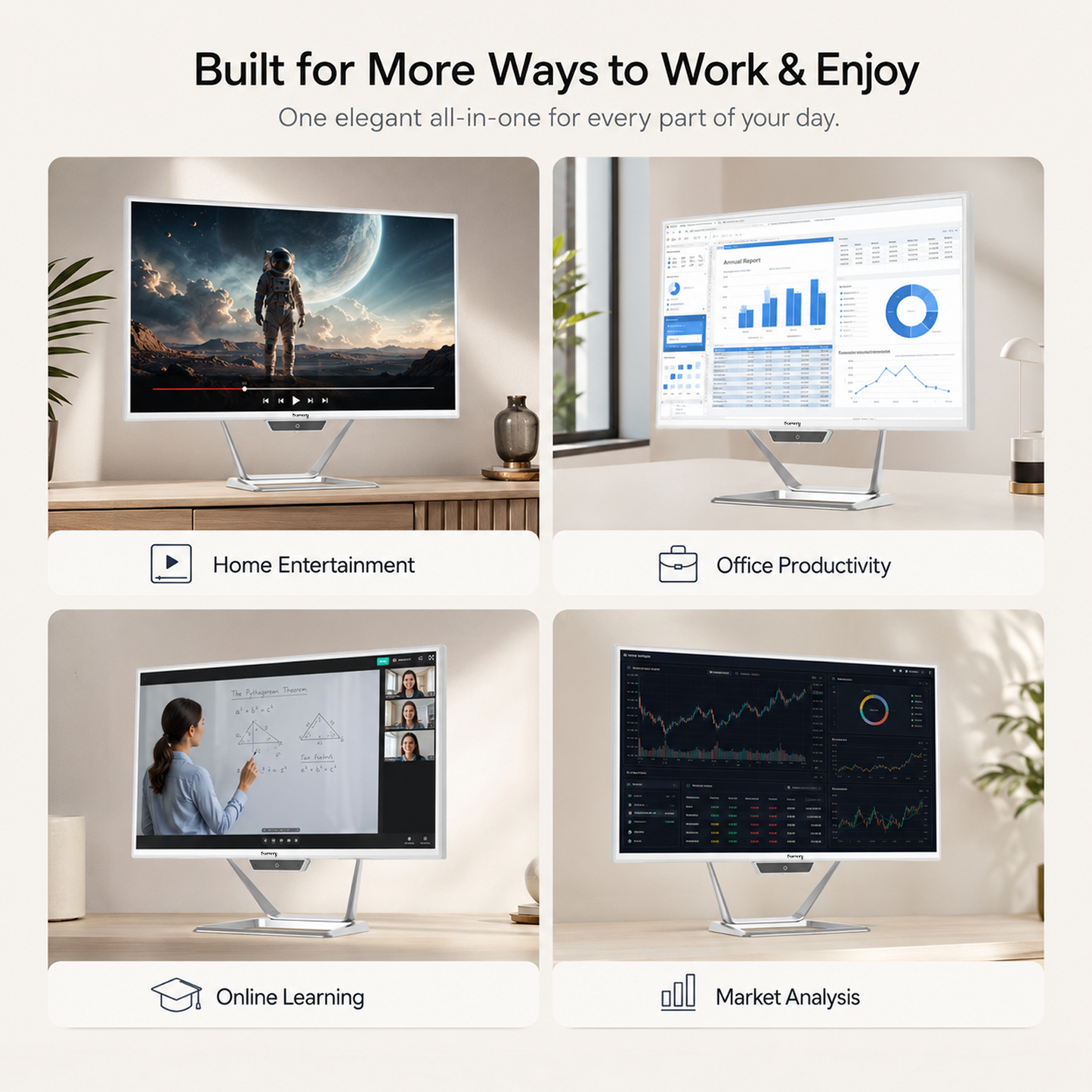 Suevery 21.5 Inch All-in-One PC Desktop, Core i5 16GB RAM 256G SSD, 22" FHD 1080P Display Computer, WiFi 6 HDMI USB, HD Webcam, Compact AIO for Home Office Business Daily Use with Keyboard & Mouse