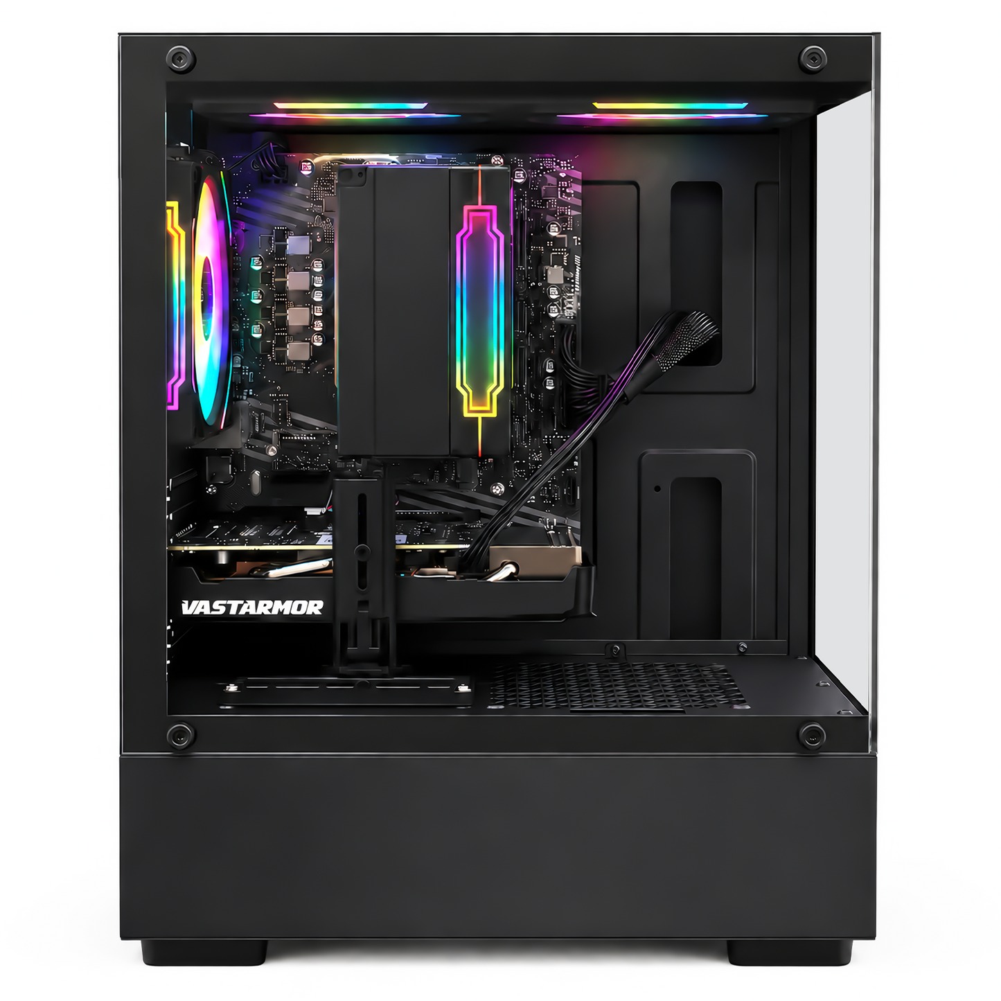 Suevery Gaming PC Desktop, AMD Ryzen 7, Radeon RX 6500XT 4G, DDR4 RAM 16GB , 512GB SSD, WiFi 6, RGB Lighting, Black
