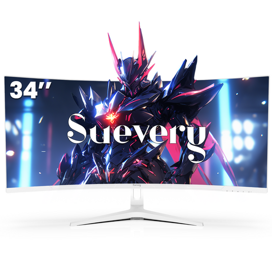 Suevery 34 Inch 144Hz Ultrawide Curved Gaming Monitor, WQHD (3440x1440p) , 21:9, 1500R,1ms(GTG), Support FreeSync, Wall-Mounted, DP & HDMI Port, White