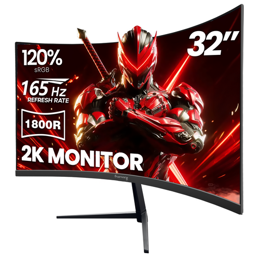 Suevery 32" 165Hz Curved Gaming Monitor, QHD 2560x1440P, 1800R, FreeSync, Low Blue Light, Wall Mountable, HDMI/DP, Black