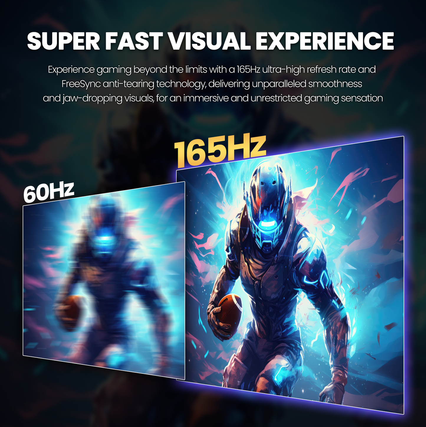 Suevery 32" 165Hz Curved Gaming Monitor, QHD 2560x1440P, 1800R, FreeSync, Low Blue Light, Wall Mountable, HDMI/DP, Black