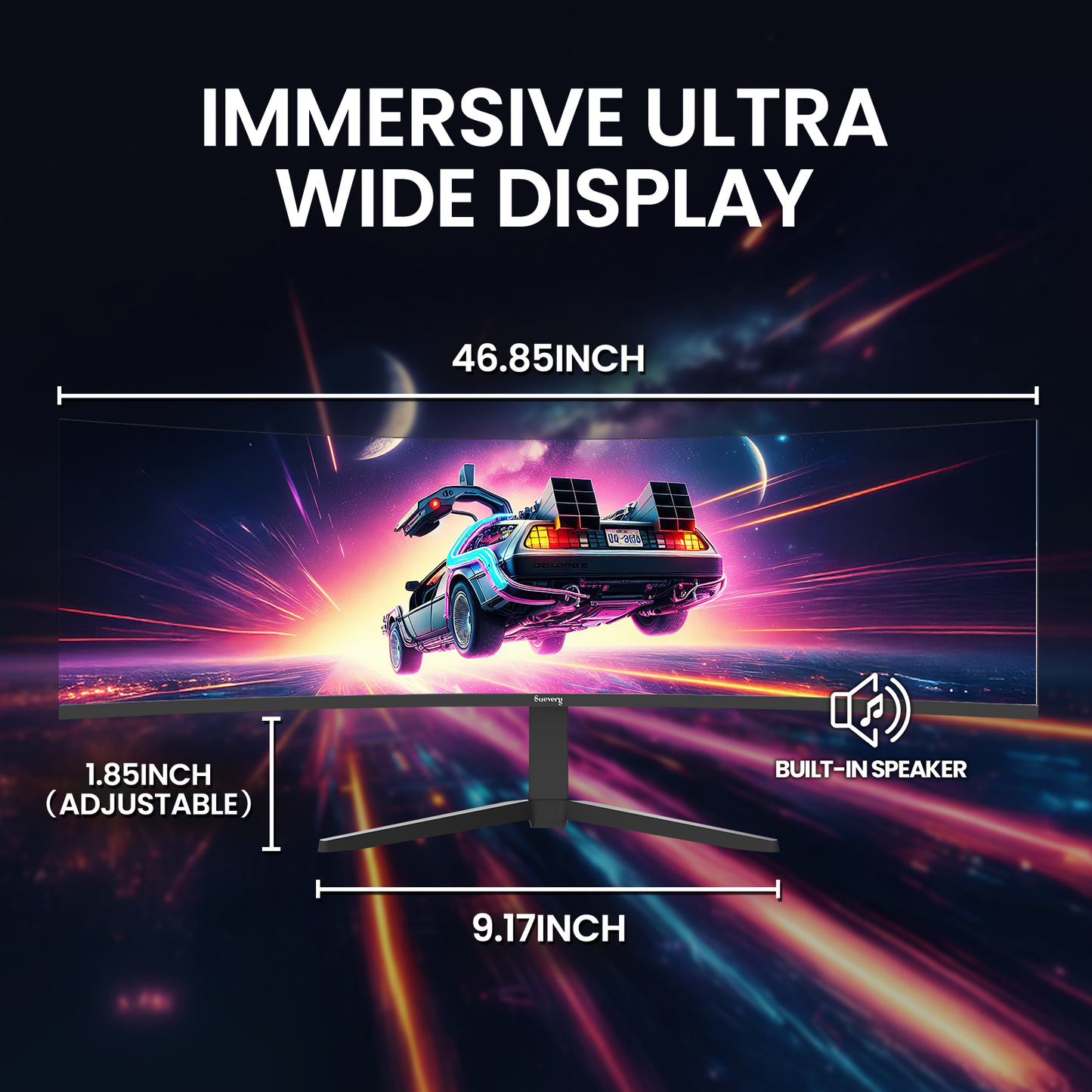 Suevery 49" Ultra-Wide Curved Monitor, DQHD(5120×1440), 120Hz Computer Monitors, 1500R, FreeSync, 120% sRGB, 32:9, Built-in Speakers, HDMI 2.1 & DP 1.4, Wall Mount Install–Black