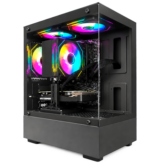 Suevery Gaming PC Desktop, AMD Ryzen 7, Radeon RX 6500XT 4G, DDR4 RAM 16GB , 512GB SSD, WiFi 6, RGB Lighting, Black