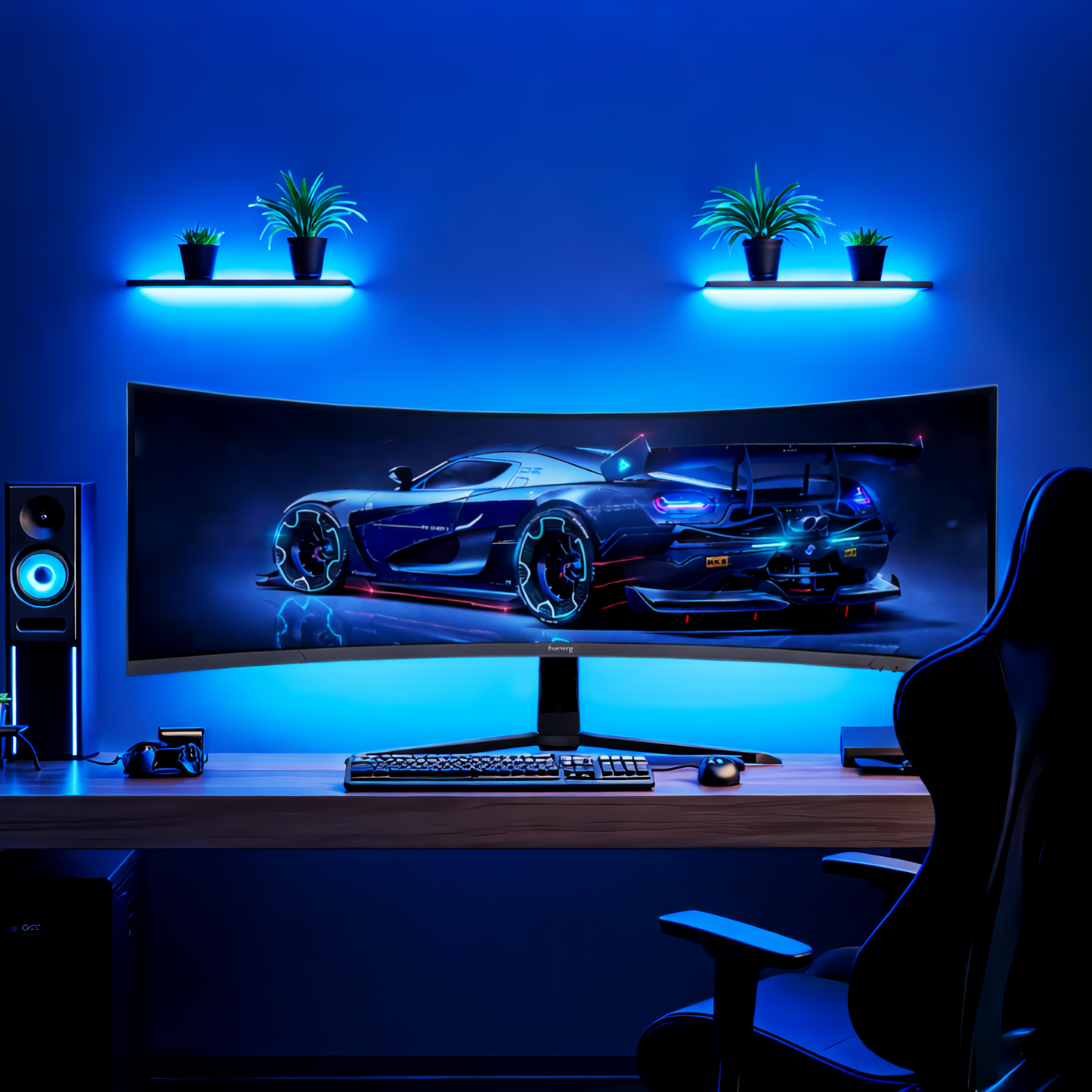 Suevery 45" 240Hz Dual QHD 5120 x 1440 Curved Gaming Monitor, 1500R, Built-in Speakers, Adjustable Stand, RGB Lighting, Black