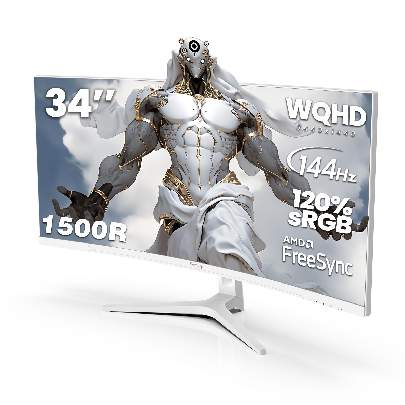 Suevery 34 Inch 144Hz Ultrawide Curved Gaming Monitor, WQHD (3440x1440