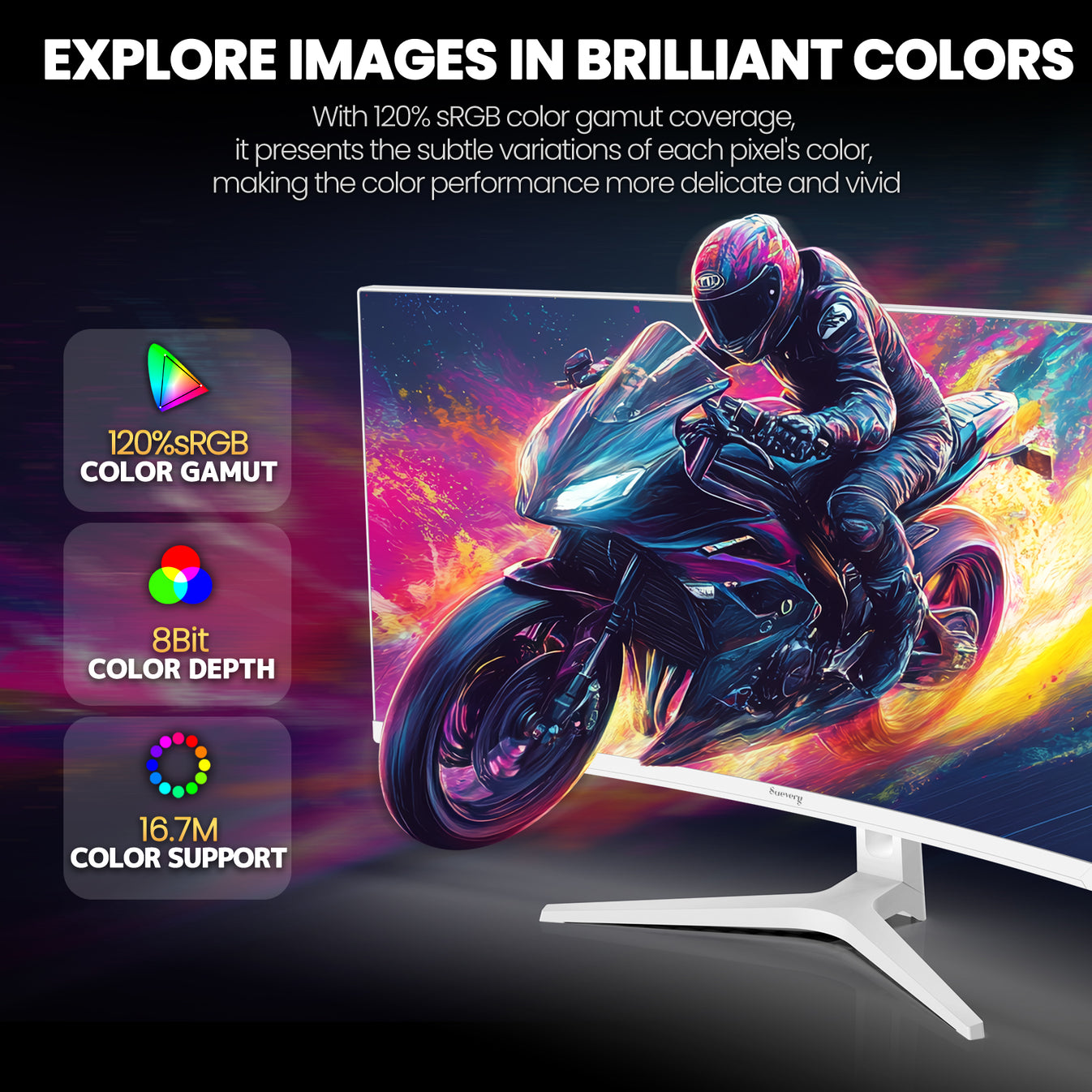 Suevery 34 Inch 144Hz Ultrawide Curved Gaming Monitor, WQHD (3440x1440